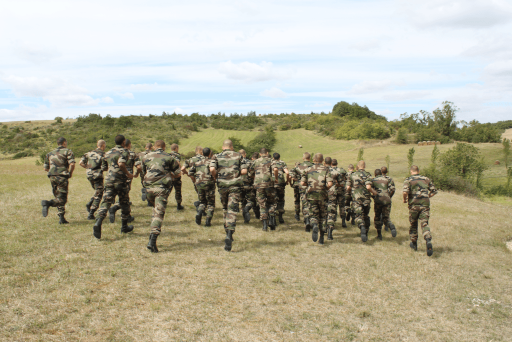 Legionnaires running at the school of the French Foreign Legion