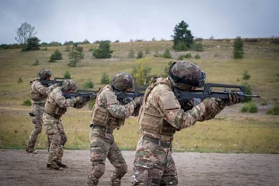 French Foreign Legion soldiers during a live-fire training exercise