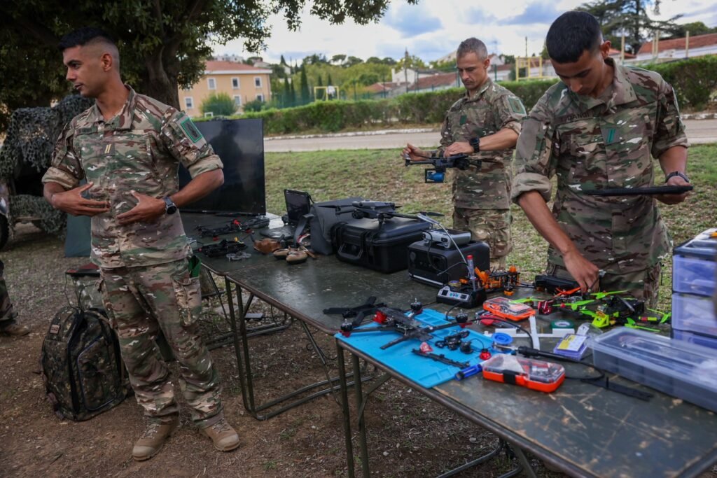 Legionnaires from the 2nd Foreign Infantry Regiment testing tactical drones for reconnaissance missions.