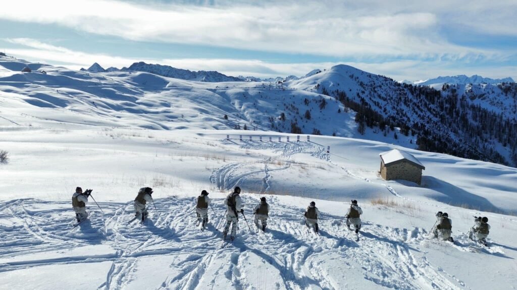 Legionnaires of the 2e REP conducting mountain warfare training in winter conditions