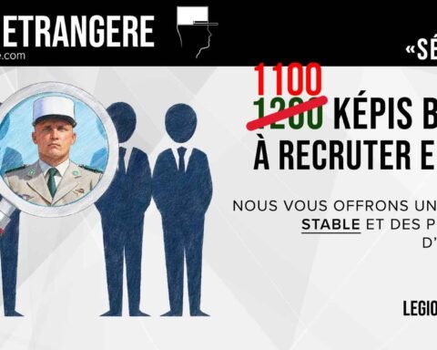 Illustration showing the French Foreign Legion selection process with “1,100 recruits to be selected in 2026” highlighted