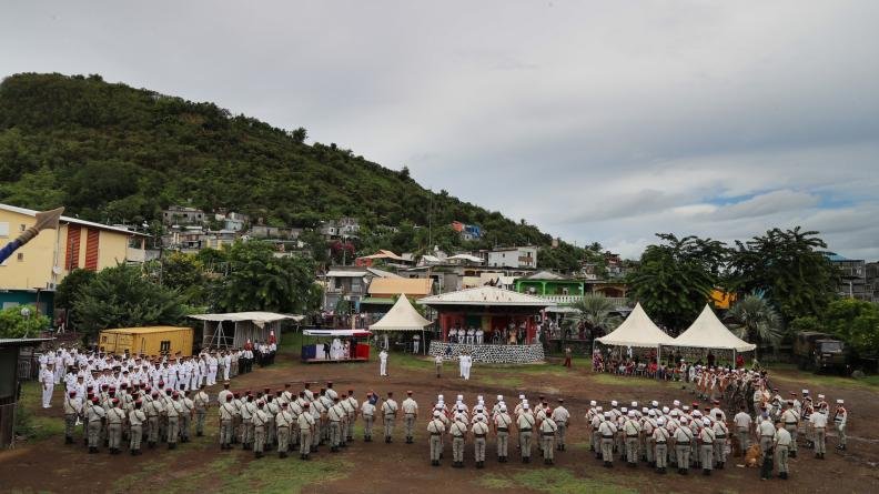 DLEM soldiers during the Camerone 2024 ceremony in Mayotte